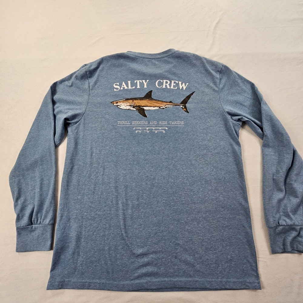 Salty Crew Thrill Seekers Risk Takers Fish Blue Long Sleeve T-Shirt Men's L